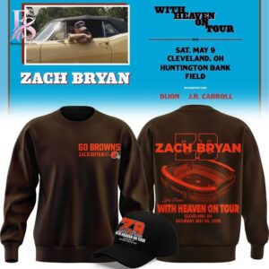 Stylish Zach Bryan Cleveland Browns WITH HEAVEN ON TOUR Hoodie 3 product with smooth finish and modern casual look.