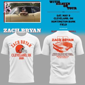 Stylish Zach Bryan x Cleveland Browns With Heaven On Tour Huntington Bank Field 2026 T Shirt 2 designed for everyday comfort and casual fashion.