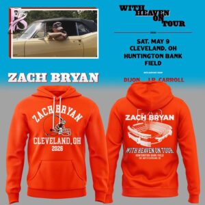Stylish Zach Bryan x Cleveland Browns With Heaven On Tour Huntington Bank Field 2026 T Shirt 3 designed for everyday comfort and casual fashion.