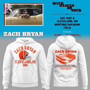 Stylish Zach Bryan x Cleveland Browns With Heaven On Tour Huntington Bank Field 2026 T Shirt 4 designed for everyday comfort and casual fashion.