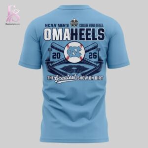 High-quality 2026 OMAHEELS College World Series Carolina Baseball T Shirt 3 designed for comfort, style, and daily wear.