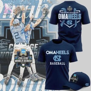 High-quality 2026 OMAHEELS College World Series Carolina Baseball T Shirt 4 designed for comfort, style, and daily wear.