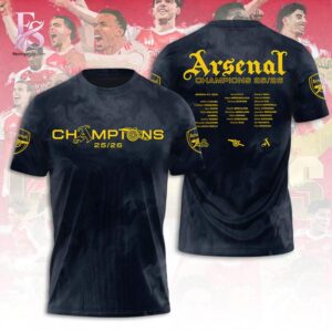 Arsenal F C Premier League champions 25 26 T Shirt 1 featuring a stylish design made for comfort and everyday wear.