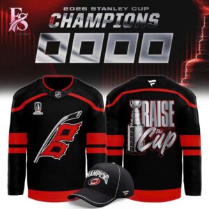 Premium view of Carolina Hurricanes Fanatics 2026 Stanley Cup Champions Raise The Cup Hockey Jersey 1 with a bold design and everyday appeal.