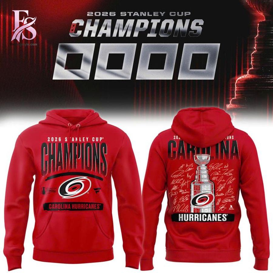 Trendy fashion product featured in Carolina Hurricanes Fanatics Red 2026 Stanley Cup Champions Signature Roster Shirt 2 with a contemporary silhouette, comfortable fit, and versatile styling options.