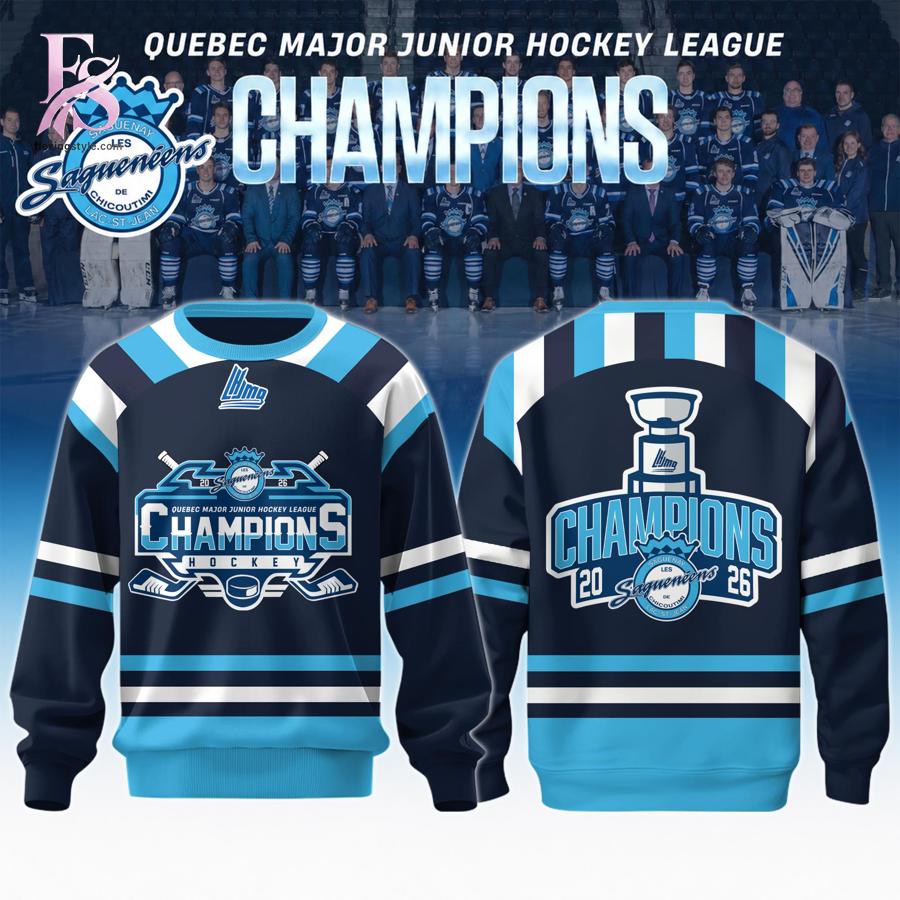 High quality fashion apparel suitable for daily wear and casual outfits Chicoutimi Sagueneens 2026 QMJHL Champions Shirt 2