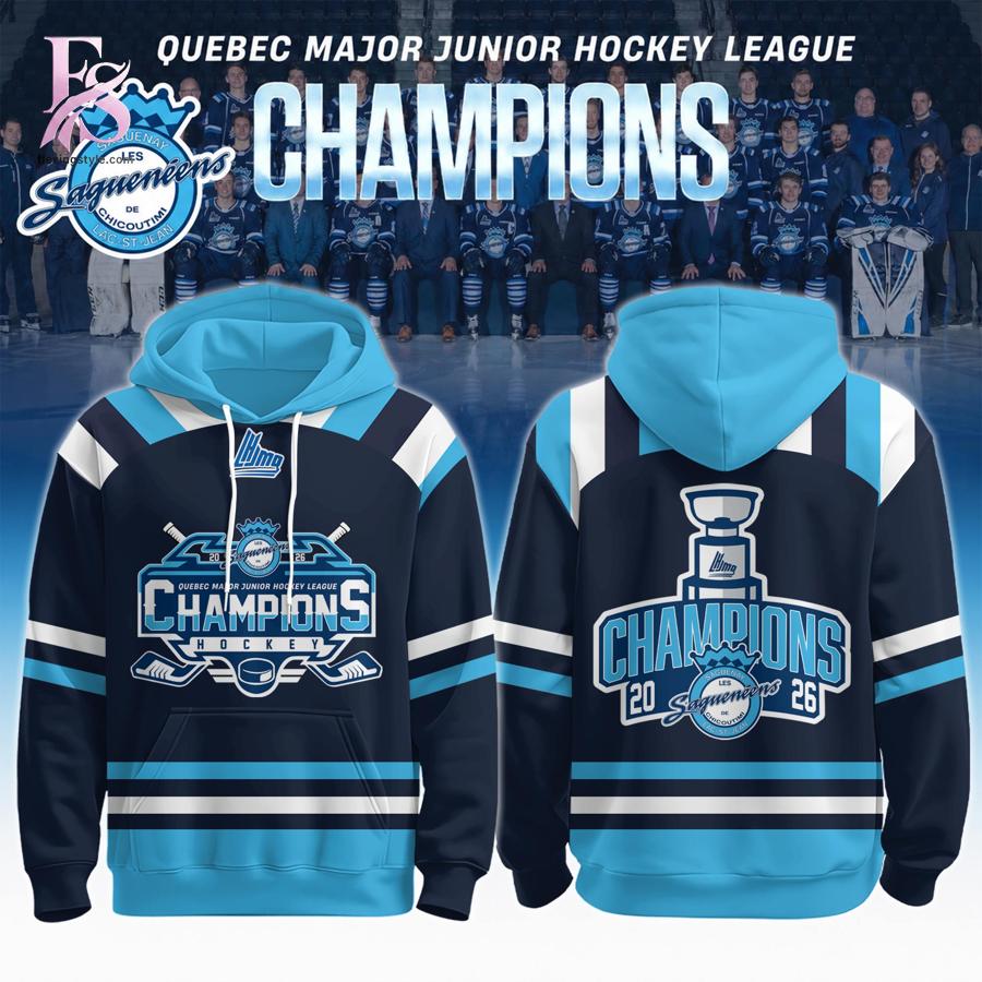 High quality fashion apparel suitable for daily wear and casual outfits Chicoutimi Sagueneens 2026 QMJHL Champions Shirt 3