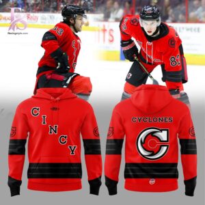 Cincinnati Cyclones 2025 2026 Red Game Hoodie 1 featuring a stylish design made for comfort and everyday wear.