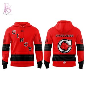 Cincinnati Cyclones 2025 2026 Red Game Hoodie 2 featuring a stylish design made for comfort and everyday wear.