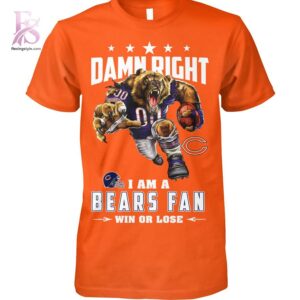 High-quality Damn Right I am a Bears fan Chicago Bears Shirt 1 designed for comfort, style, and daily wear.
