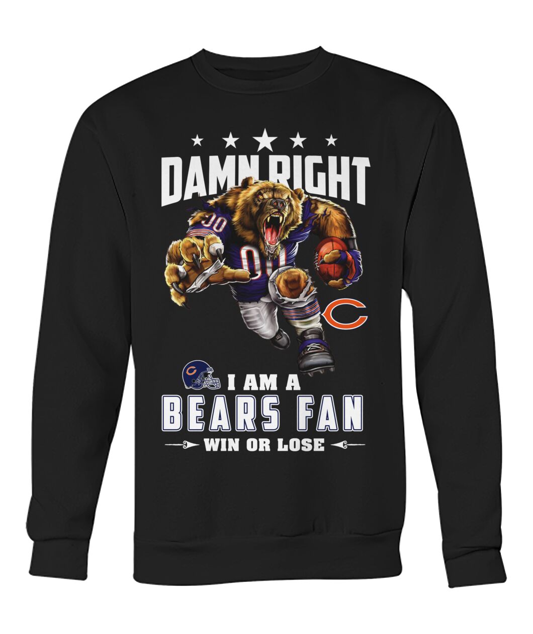Damn Right I am a Bears fan Chicago Bears Shirt stylish fashion apparel for everyday casual wear with modern design and premium comfort