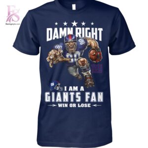 High-quality Damn Right I am a Giants fan New York Giants Shirt 1 designed for comfort, style, and daily wear.