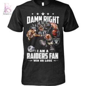 Modern Damn Right I am a Las Vegas Raiders fan Win or Lose Shirt 1 showcasing a unique look and comfortable feel.