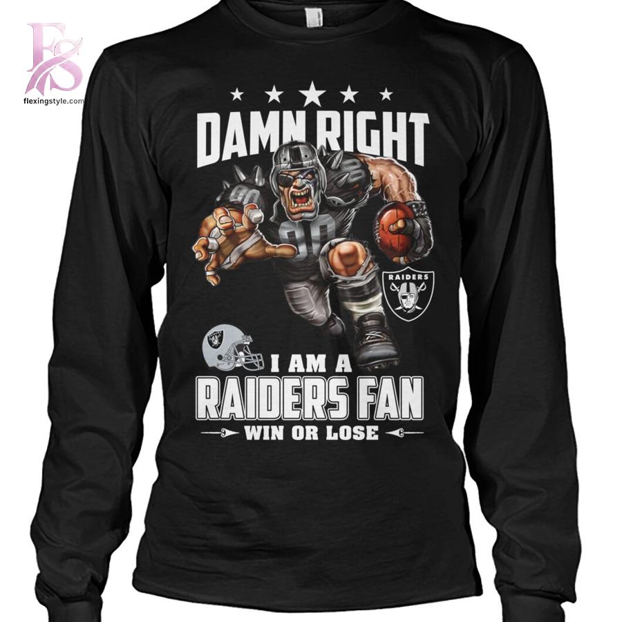 Modern Damn Right I am a Las Vegas Raiders fan Win or Lose Shirt 2 showcasing a unique look and comfortable feel.
