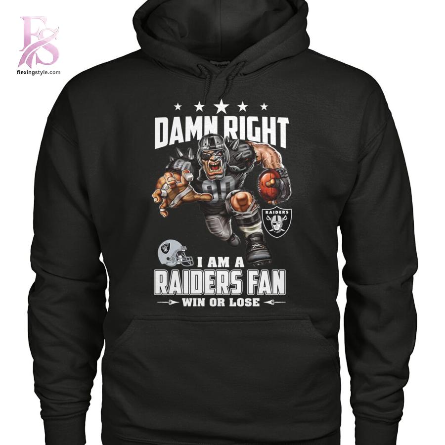 Modern Damn Right I am a Las Vegas Raiders fan Win or Lose Shirt 3 showcasing a unique look and comfortable feel.