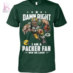 High-quality Damn Right I am a Packer fan Green Bay Packers Shirt 1 designed for comfort, style, and daily wear.