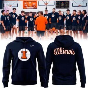 High-quality Illinois Fighting Illini men s basketball Hoodie 1 designed for comfort, style, and daily wear.
