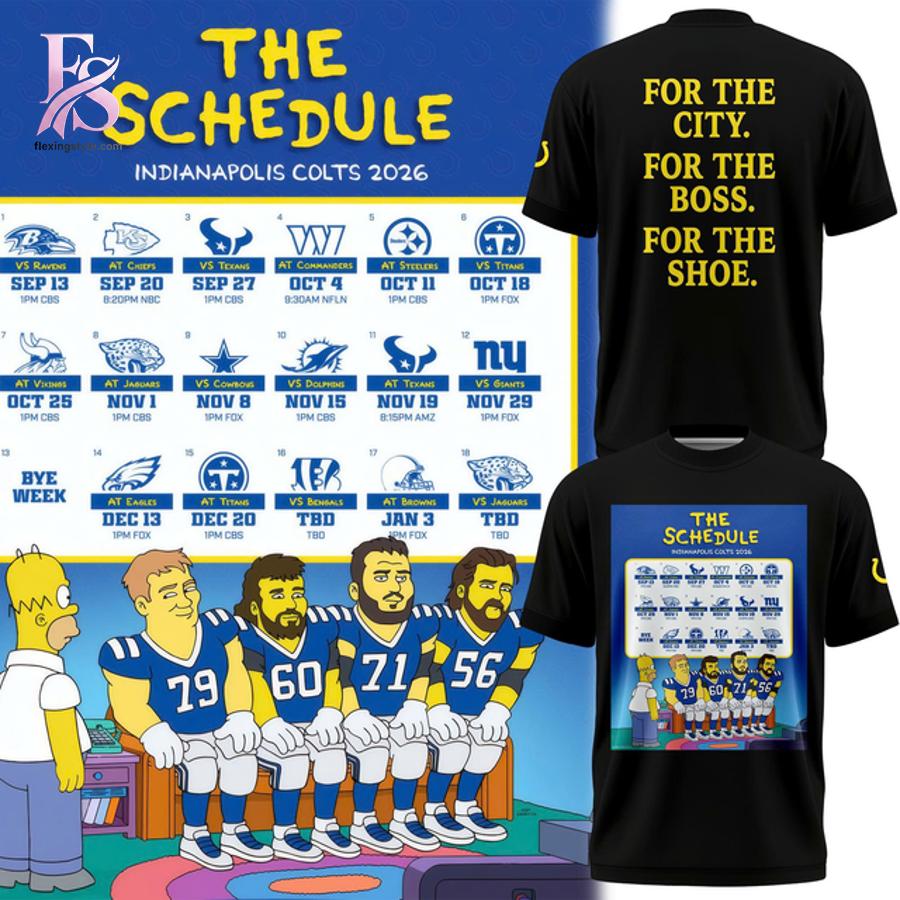 Modern Indianapolis Colts The Schedule The Simpsons T Shirt 1 showcasing a unique look and comfortable feel.