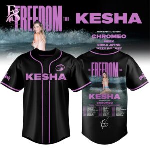 Kesha The Freedom Tour 2026 Baseball Jersey 1 featuring a stylish design made for comfort and everyday wear.