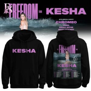 High quality fashion apparel suitable for daily wear and casual outfits Kesha The Freedom Tour 2026 Hoodie 1