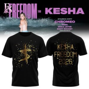 High quality fashion apparel suitable for daily wear and casual outfits Kesha The Freedom Tour 2026 Shirt 1
