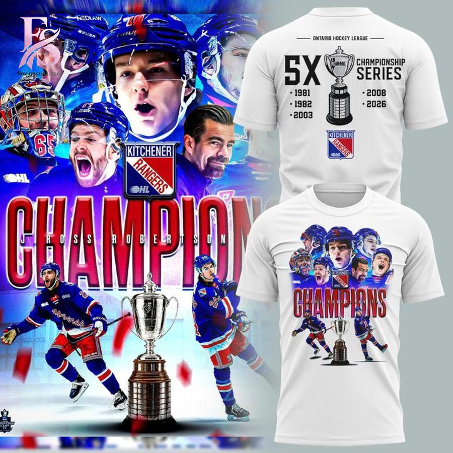 Kitchener Rangers Blue 2026 OHL Champions Hoodie 4 featuring a stylish design made for comfort and everyday wear.