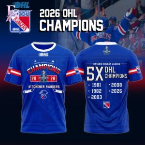Stylish Kitchener Rangers Champions Ontario Hockey League 2026 Shirt 1 with a modern look and comfortable everyday appeal.