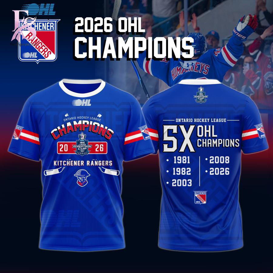 Stylish Kitchener Rangers Champions Ontario Hockey League 2026 Shirt 1 with a modern look and comfortable everyday appeal.