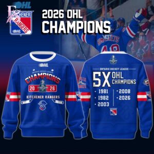 Stylish Kitchener Rangers Champions Ontario Hockey League 2026 Shirt 2 with a modern look and comfortable everyday appeal.