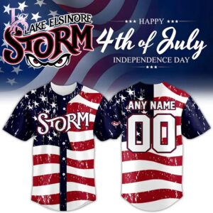 High-quality Lake Elsinore Storm 4th of July Replica Jersey 1 designed for comfort, style, and daily wear.