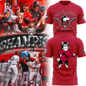 Stylish MAC Champions 2026 NIU Huskies Baseball Shirt 1 with a modern look and comfortable everyday appeal.