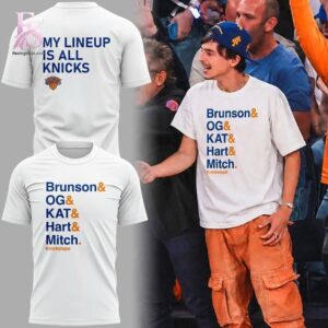 Premium view of New York Knicks Lineup T Shirt 1 with a bold design and everyday appeal.