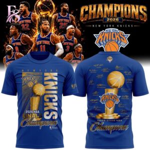 High-quality New York Knicks NBA Champions 2026 T shirt 1 designed for comfort, style, and daily wear.