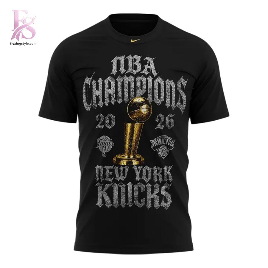 High-quality New York Knicks Nike 2026 NBA Finals Champions Locker Room T Shirt 2 designed for comfort, style, and daily wear.