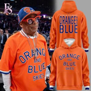 Premium view of New York Knicks Orange and Blue Skies Hoodie 1 with a bold design and everyday appeal.
