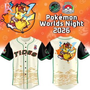 High-quality Norfolk Tides 2026 Pokemon Worlds Night Baseball Jersey 1 designed for comfort, style, and daily wear.