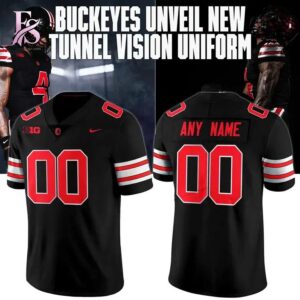 Stylish Ohio State Buckeyes Black out Tunnel Vision Football Jersey 1 with a modern look and comfortable everyday appeal.