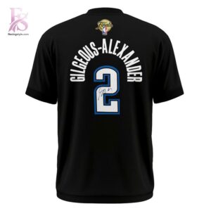 Oklahoma City Thunder Shai Gilgeous Alexander BACK TO BACK MVP T Shirt 3 featuring a stylish design made for comfort and everyday wear.