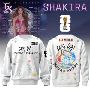 Modern Shakira Dai Dai World Cup 2026 Hoodie 2 showcasing a unique look and comfortable feel.