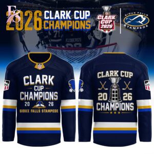 Sioux Falls Stampede 2026 USHL Clark Cup Champions Jersey 1 featuring a stylish design made for comfort and everyday wear.