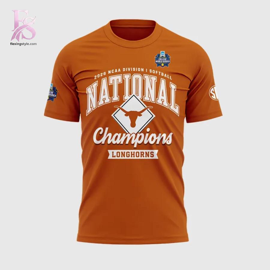 High-quality Texas Longhorns 2026 NCAA Softball Women s College World Series National Champions T Shirt 2 designed for comfort, style, and daily wear.