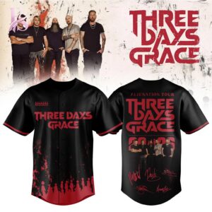 Three Days Grace Alienation Tour 2026 baseball Jersey 1 featuring a stylish design made for comfort and everyday wear.