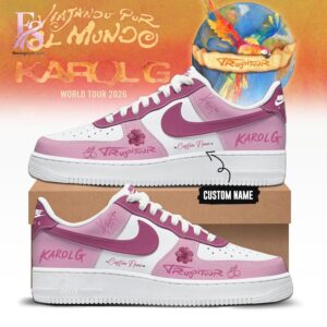 Modern Viajando Por El Mundo Tropitour 2026 Karol G AF1 Shoes 1 showcasing a unique look and comfortable feel.