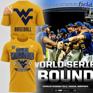 Premium view of West Virginia Mountaineers 2026 NCAA Baseball Men s College World Series Shirt 1 with a bold design and everyday appeal.