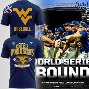 Premium view of West Virginia Mountaineers 2026 NCAA Baseball Men s College World Series Shirt 2 with a bold design and everyday appeal.