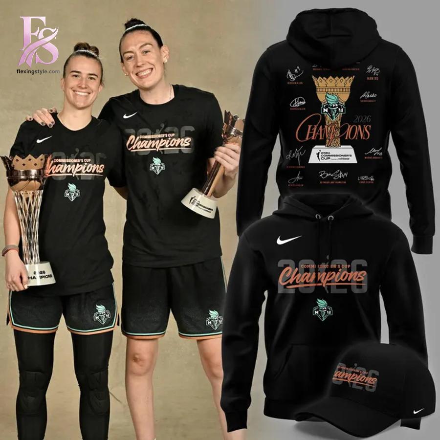 Premium view of 2026 New York Liberty WNBA Commissioner s Cup Champions Nike Locker Room T Shirt 2 with a bold design and everyday appeal.