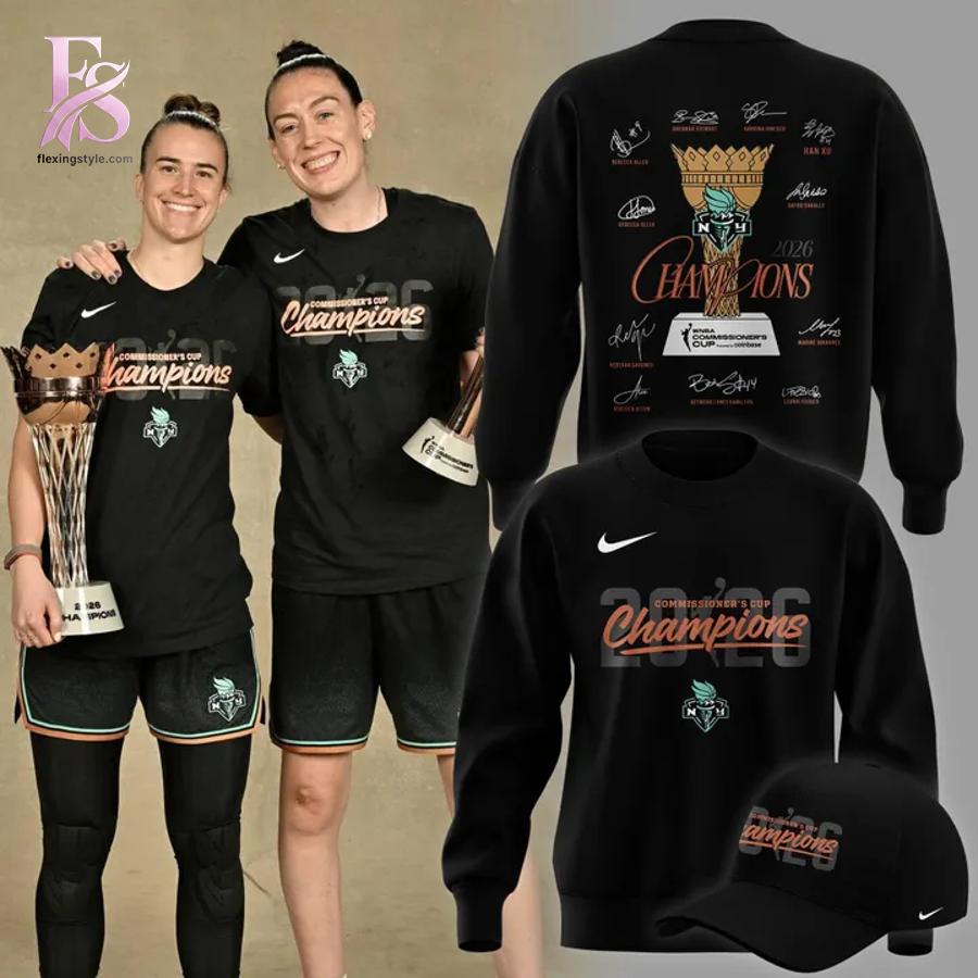 Premium view of 2026 New York Liberty WNBA Commissioner s Cup Champions Nike Locker Room T Shirt 3 with a bold design and everyday appeal.