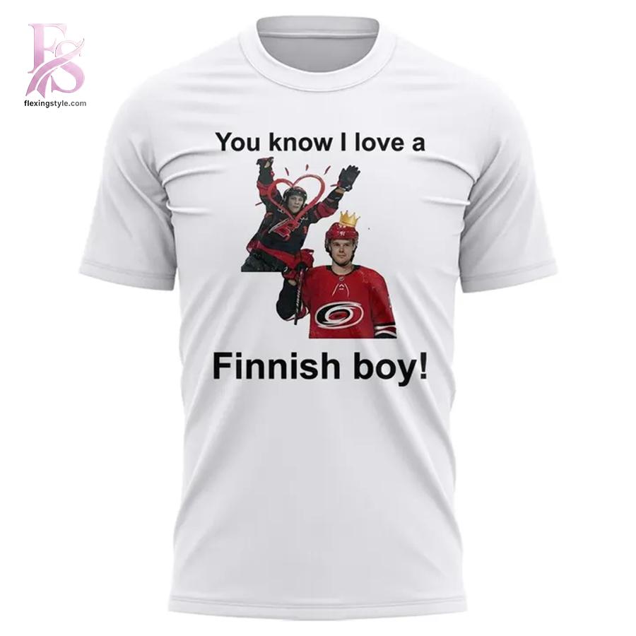Premium view of Carolina Hurricanes you know I love a Finnish boy T shirt 2 with a bold design and everyday appeal.