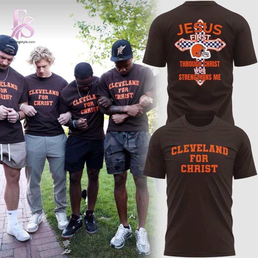 Contemporary fashion apparel in Cleveland Browns Jesus First Shirt 1 featuring a clean design, quality materials, and a comfortable fit for daily wear.