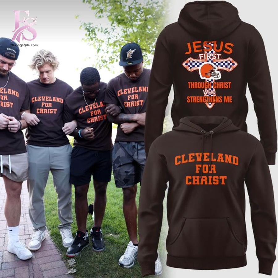 Contemporary fashion apparel in Cleveland Browns Jesus First Shirt 2 featuring a clean design, quality materials, and a comfortable fit for daily wear.